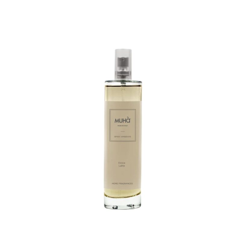 Spray ambiente MUHÀ 100 ml Dolce Latte: profumazione dolce, cremosa e avvolgente. Ideale per rinfrescare ogni ambiente con calore e morbidezza.