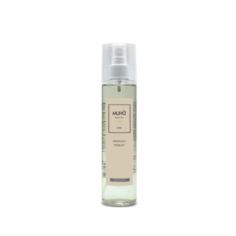 Spray Tessuti MUHÀ Acqua Marina 250 ml: fragranza fresca e marina, delicata sui tessuti. Rinfresca capi e biancheria con una nota pulita e rilassante.