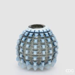 Vaso in vetro azzurro EDG 25×27 cm con texture a punte tridimensionali. Elegante, luminoso e perfetto come oggetto decorativo.