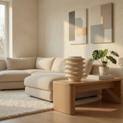 Alternative view of Vaso Moderno in Resina Onde Naturali Beige SAVINO COLLECTION