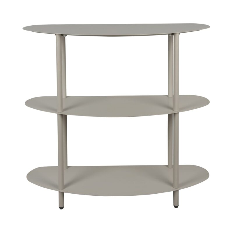 Console in metallo tortora tre ripiani Present Time 28x82 cm: elegante, stabile e salvaspazio. Finitura satinata e design moderno