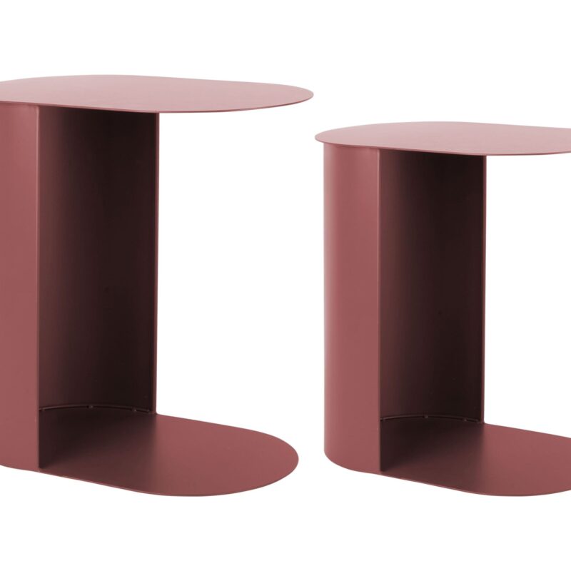 Coppia tavolini ovali Present Time: design minimalista in metallo e piano laccato; versatili, stabili e perfetti per living moderni. Acquista ora