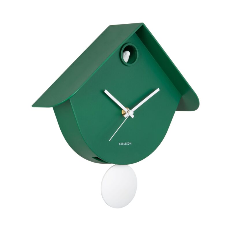 Orologio a cucù retrò verde Present Time 25 cm: stile vintage, meccanismo silenzioso e finiture resistenti. Aggiungi carattere alla tua casa, ordina subito.