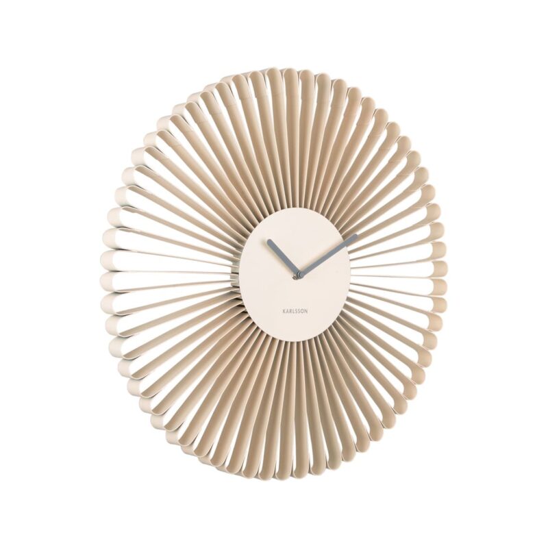 Orologio in metallo raggi bianco sporco 50 cm Present Time: moderno, silenzioso e raffinato. Eleganza e luminosità per ogni ambiente.