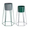 Set 2 portapiante design in metallo grigio e verde Present Time: eleganti, resistenti e moderni. Perfetti per valorizzare piante e ambienti. Ordina ora!