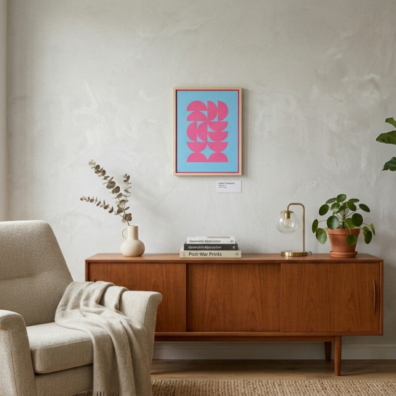 Alternative view of Quadro astratto moderno azzurro rosa 30×40 cm con cornice PRESENT TIME