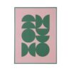 Quadro astratto moderno 30×40 cm Present Time con cornice in MDF: design geometrico verde e rosa, elegante e resistente. Perfetto per ambienti moderni.