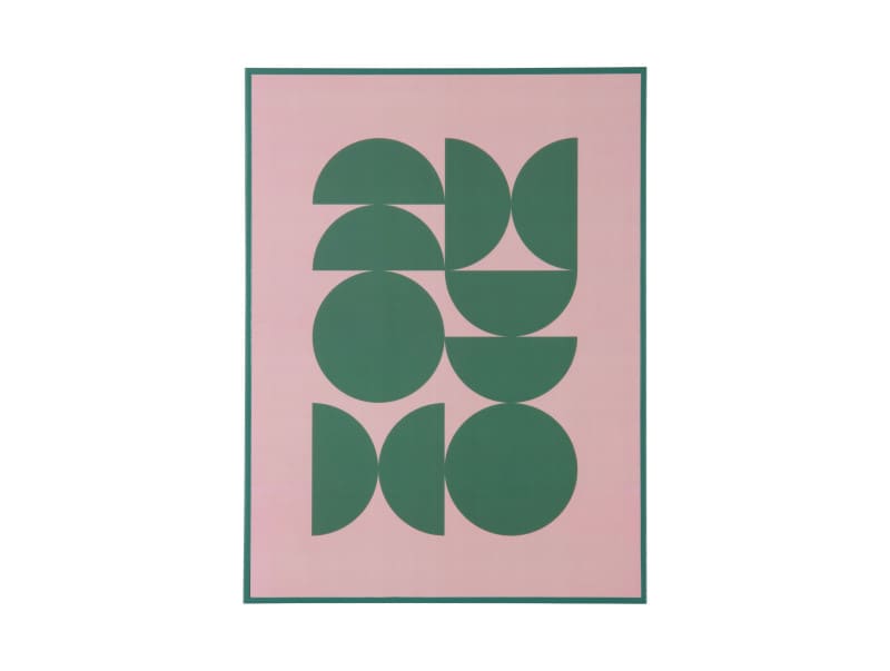 Quadro astratto moderno 30×40 cm Present Time con cornice in MDF: design geometrico verde e rosa, elegante e resistente. Perfetto per ambienti moderni.
