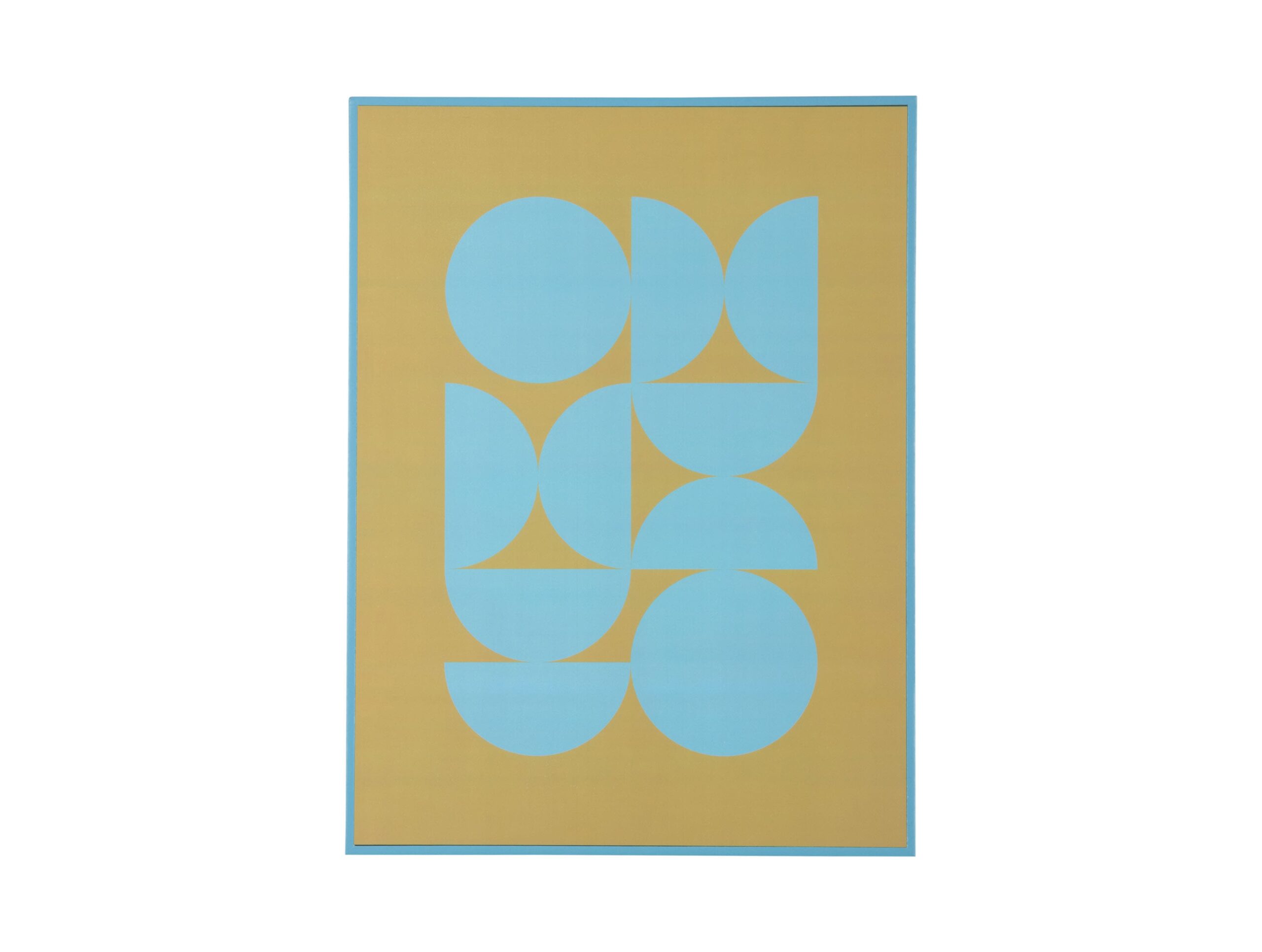 Quadro astratto moderno 30×40 cm Present Time con cornice in MDF: design geometrico azzurro e giallo, elegante e resistente. Perfetto per ambienti moderni.