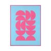 Quadro astratto moderno 30×40 cm Present Time con cornice in MDF: design geometrico azzurro e fucsia, elegante e resistente. Perfetto per ambienti moderni.