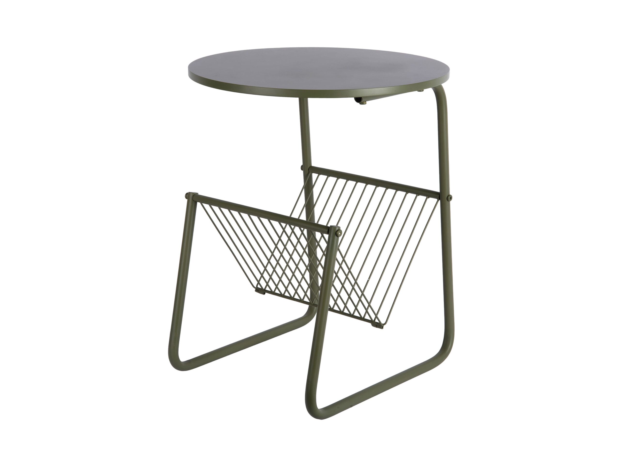 Tavolino portariviste in metallo verde Present Time: design salvaspazio, struttura robusta e finiture premium. Organizza riviste con stile. Acquista ora.
