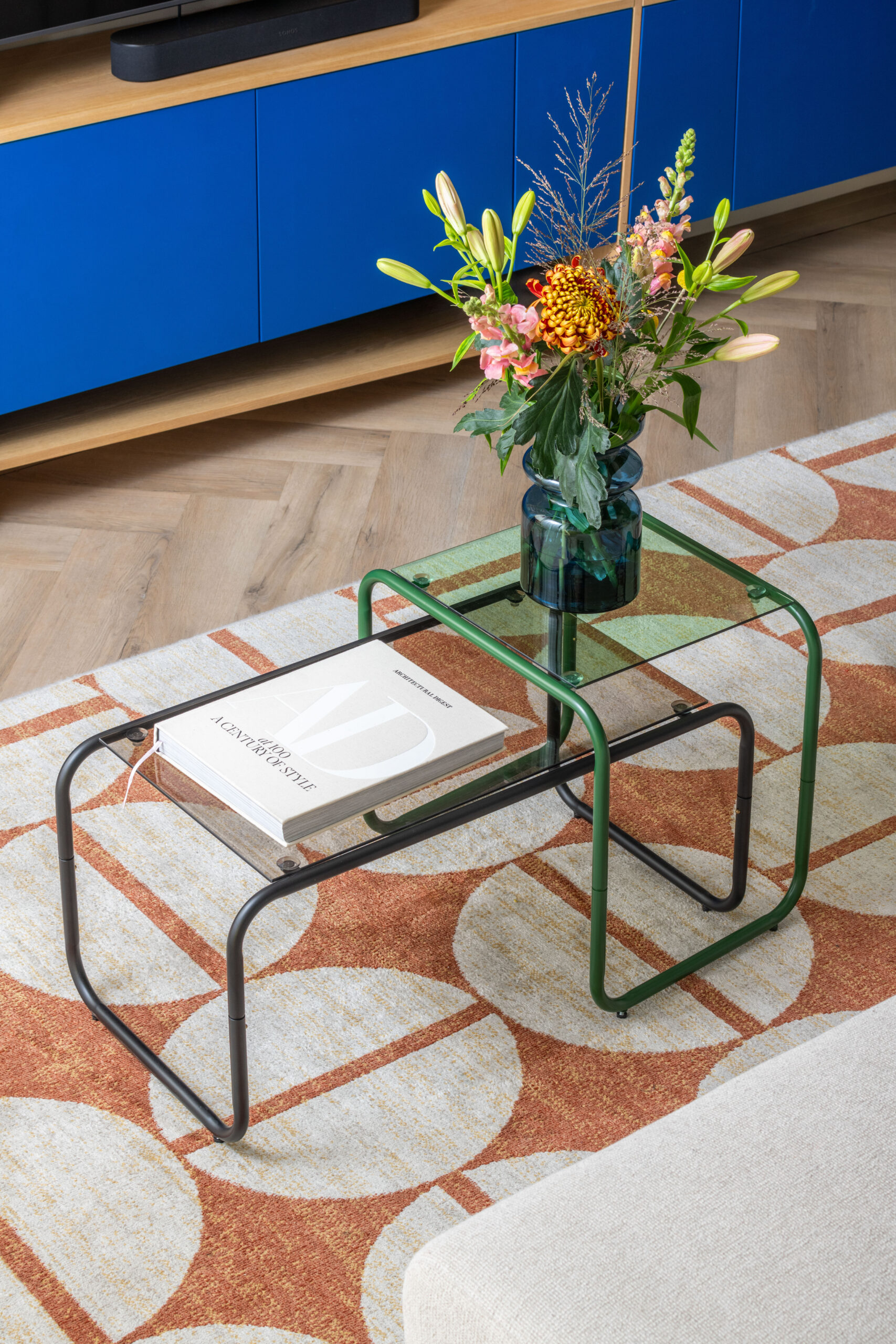Tavolino Coffee Table in Metallo e Vetro Verde PRESENT TIME - immagine 2