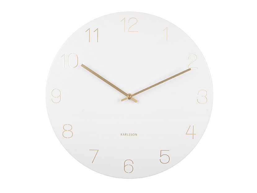 Orologio Charm bianco 40 cm Present Time: design moderno, metallo e vetro lucido. Silenzioso, elegante e raffinato. Perfetto per ogni ambiente. Ordina ora!