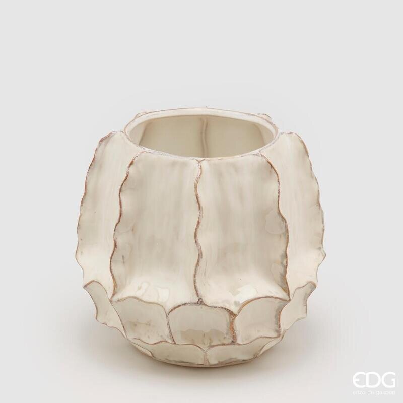 Vaso Chakra in ceramica bianco 23,5 cm EDG Enzo De Gasperi: design organico, finitura lucida e artigianale. Eleganza e stile per ogni ambiente. Ordina ora!