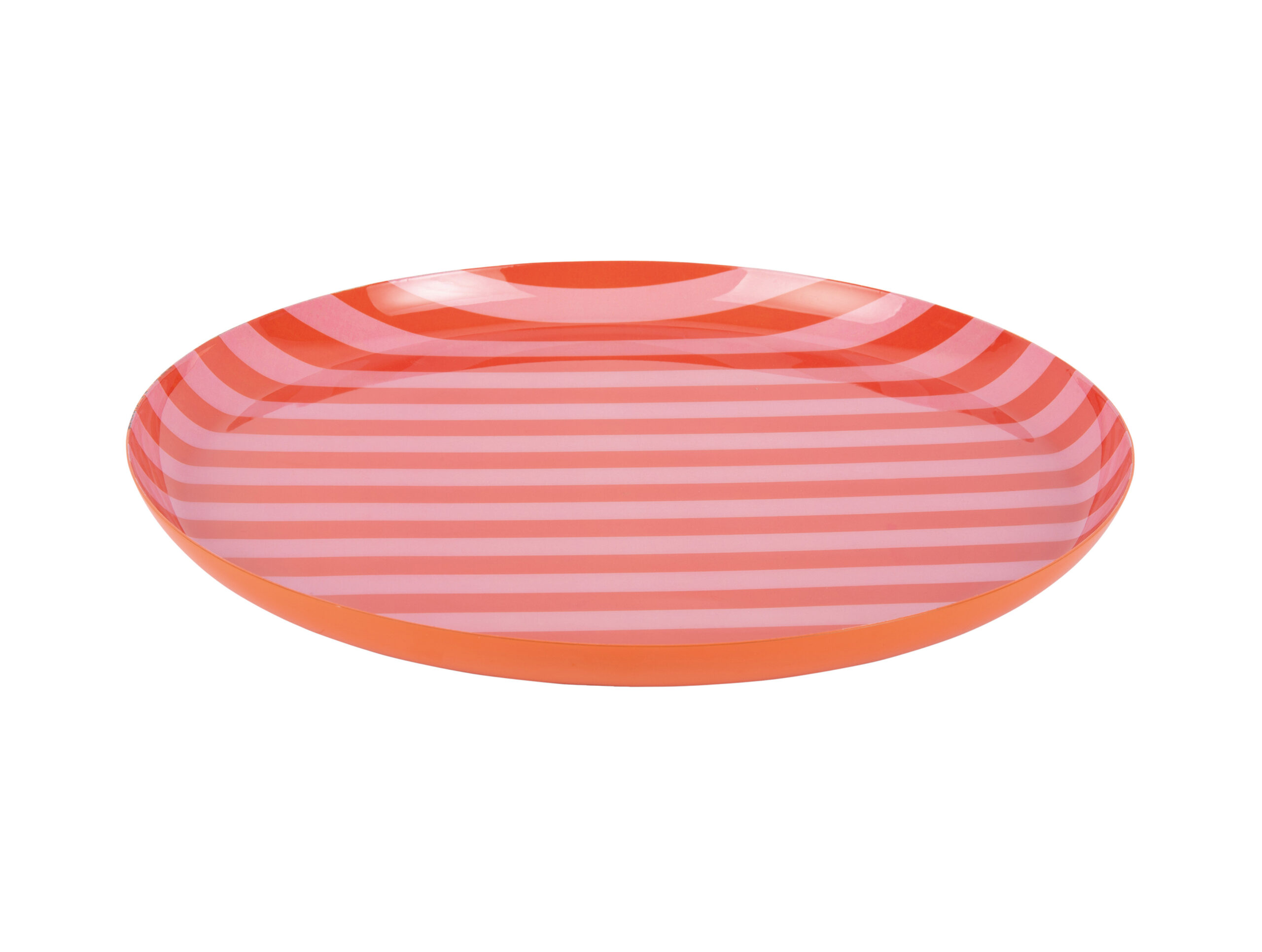 Vassoio Rotondo a Righe Metallo Arancione e Rosa PRESENT TIME - immagine 2