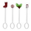 Set 4 cucchiaini natalizi WD Lifestyle in vetro borosilicato fatto a mano. Dettagli con calza, sfera, agrifoglio e pacchetto.