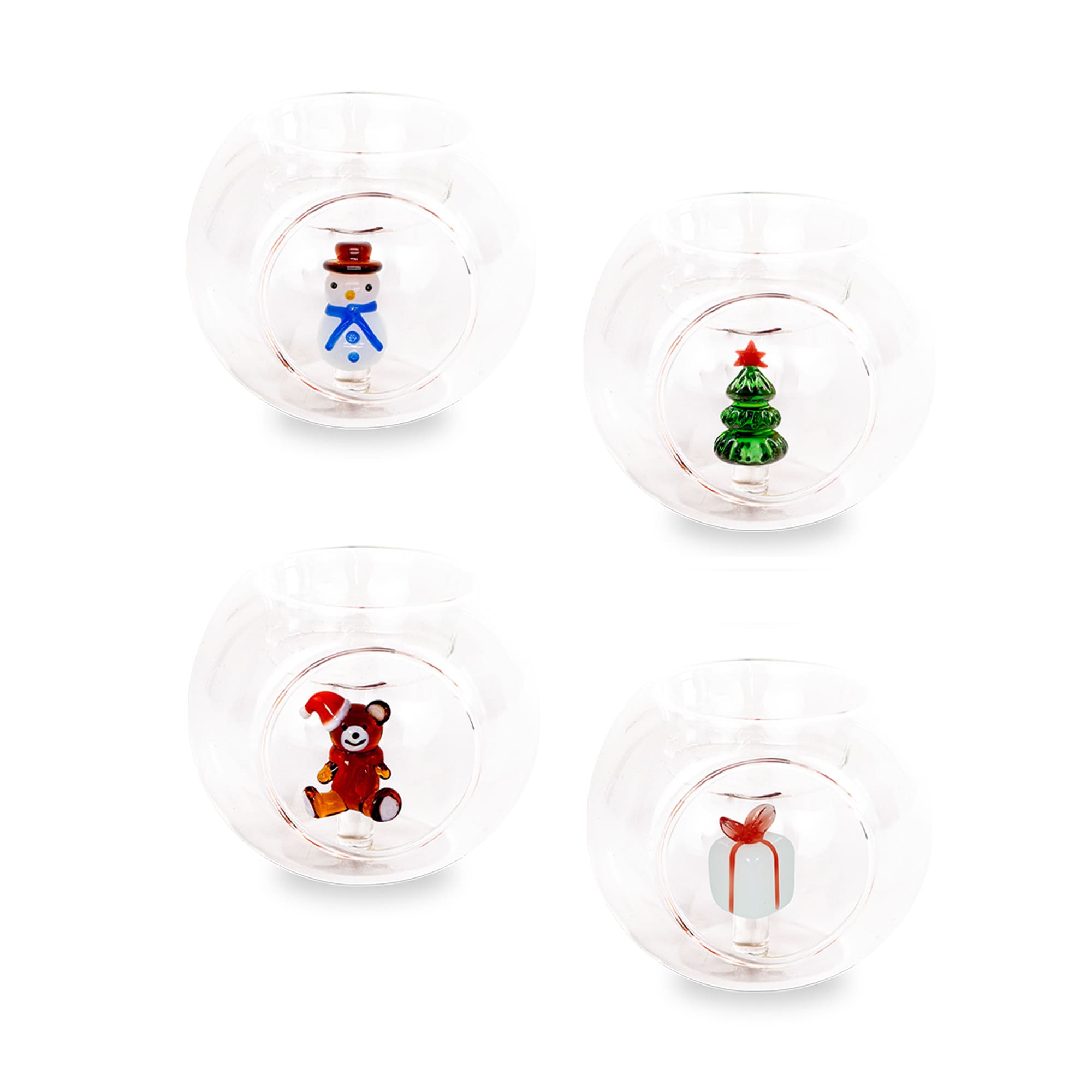 Portacandela natalizio WD Lifestyle in vetro borosilicato con decoro interno tridimensionale. Venduto al pezzo. Acquista su Savino Arte e Design!