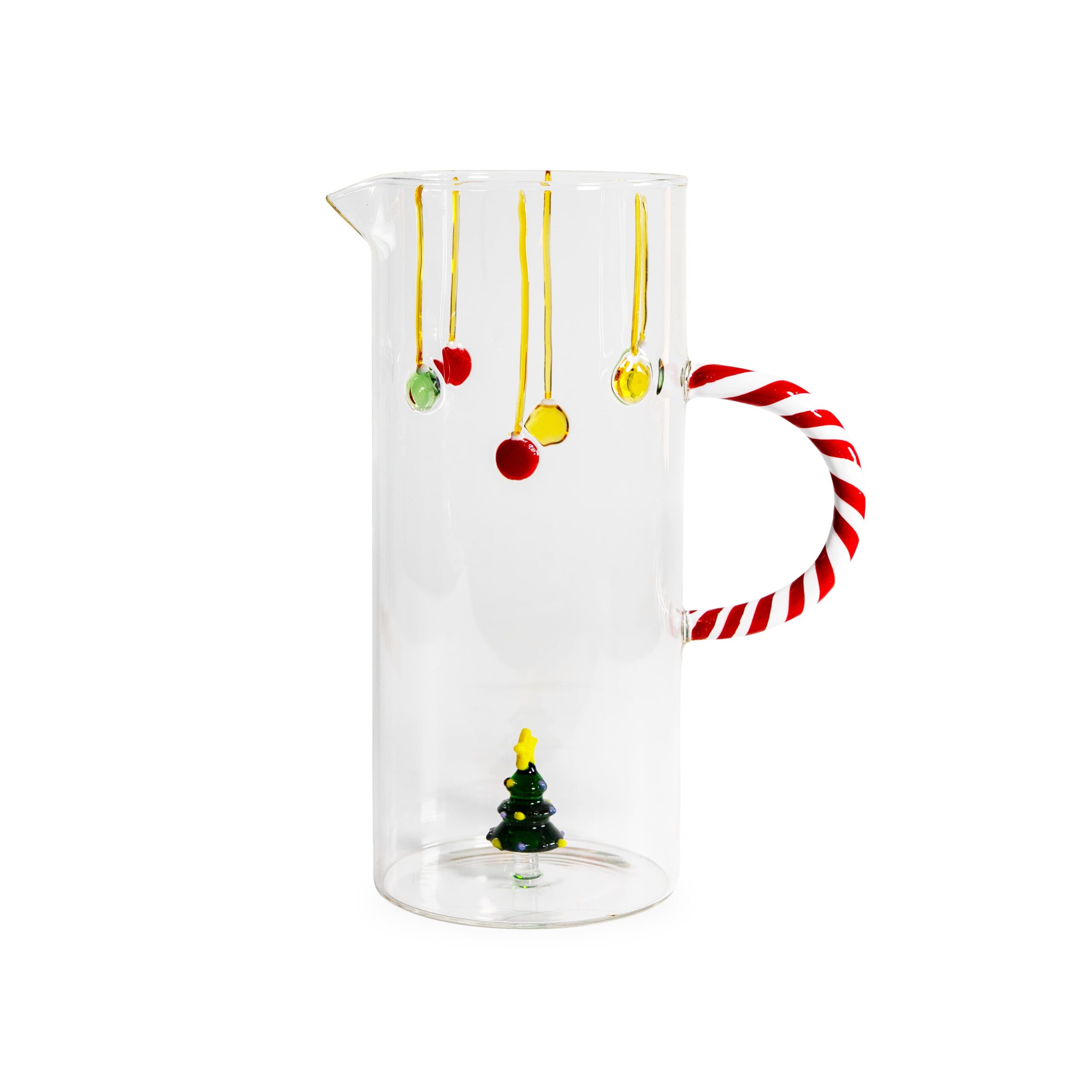 Caraffa in vetro borosilicato Albero di Natale WD Lifestyle 1,3 LT. Design fatto a mano con manico bastoncino di zucchero. Acquista su Savino Arte e Design!