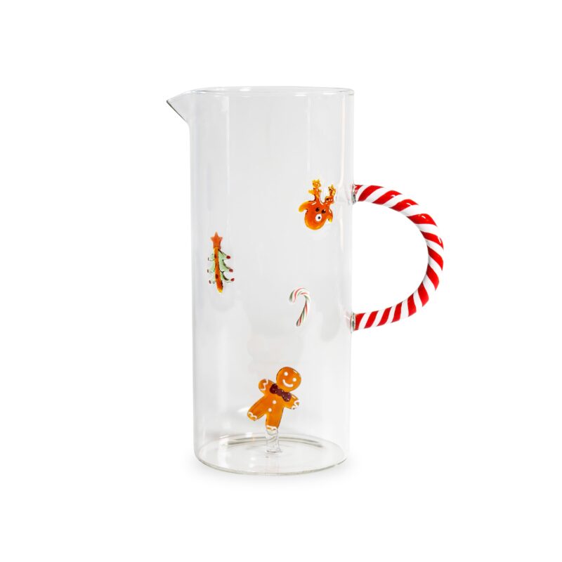 Caraffa in vetro borosilicato Omino Pan di Zenzero WD Lifestyle 1,3 LT. Fatta a mano con manico bastoncino di zucchero. Acquista su Savino Arte e Design!