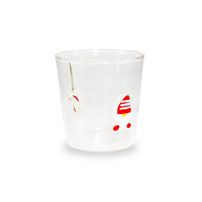 Bicchiere in vetro borosilicato Gnomo WD Lifestyle 250 ML. Con deliziose applicazioni in vetro modellate a mano. Acquista su Savino Arte e Design!