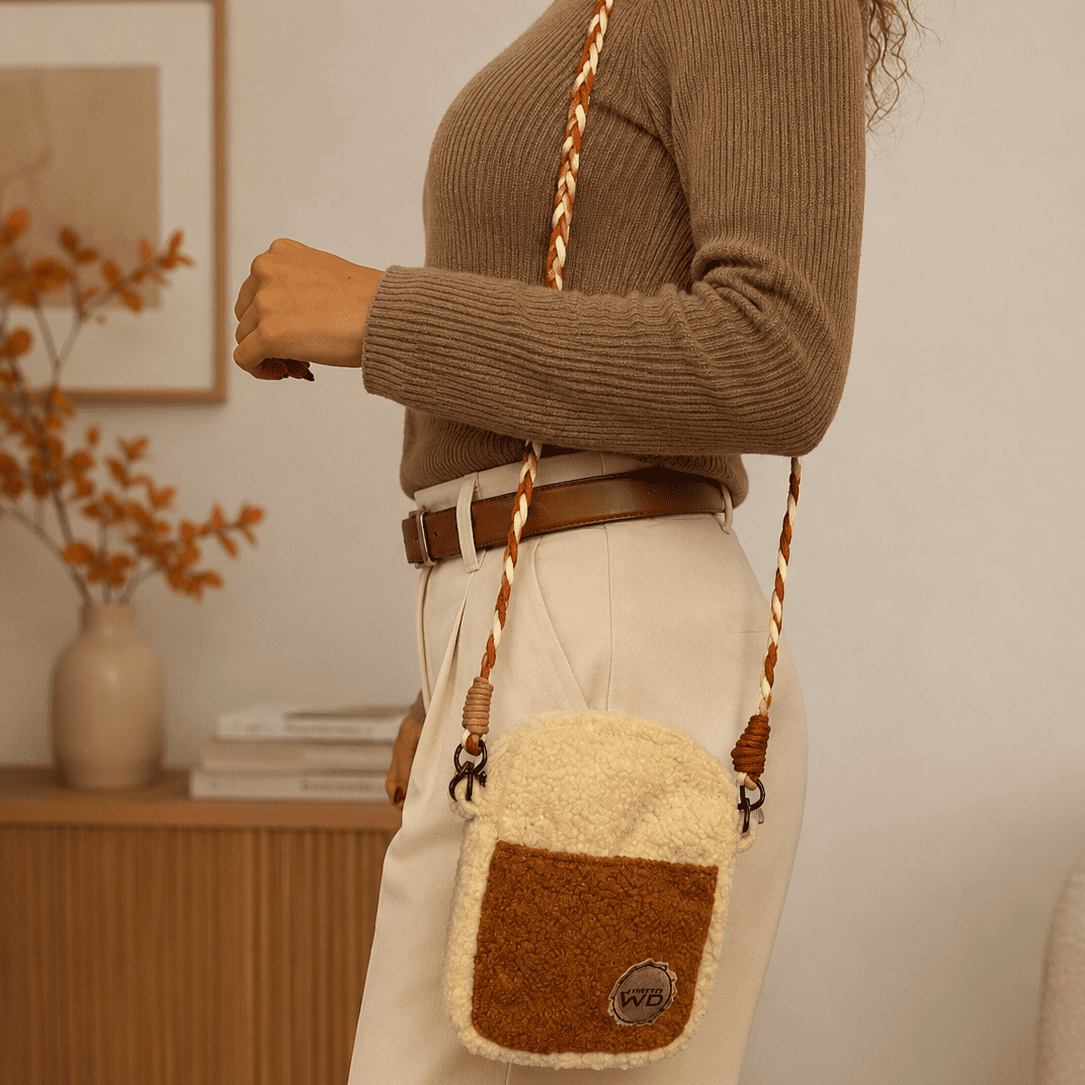 WD Lifestyle Borsa a Tracolla in Tessuto Effetto Bouclè Teddy - immagine 6