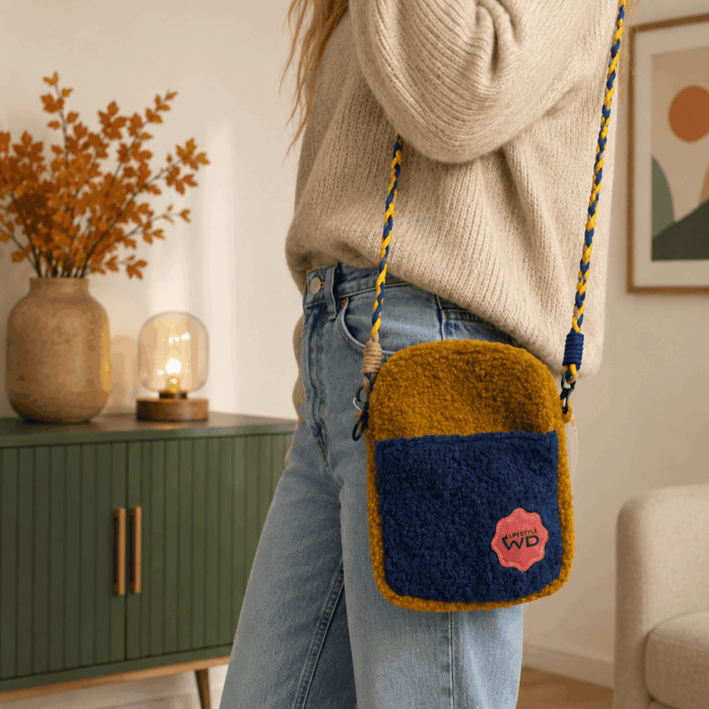 Borsa a tracolla WD Lifestyle in morbido tessuto effetto bouclè teddy. Pratica, trendy e capiente. Acquista online su Savino Arte e Design!