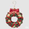 Pallina di Natale a forma di ghirlanda EDG altezza 15 cm in vetro soffiato con fiocco e bacche. Pregiato addobbo per l'albero.