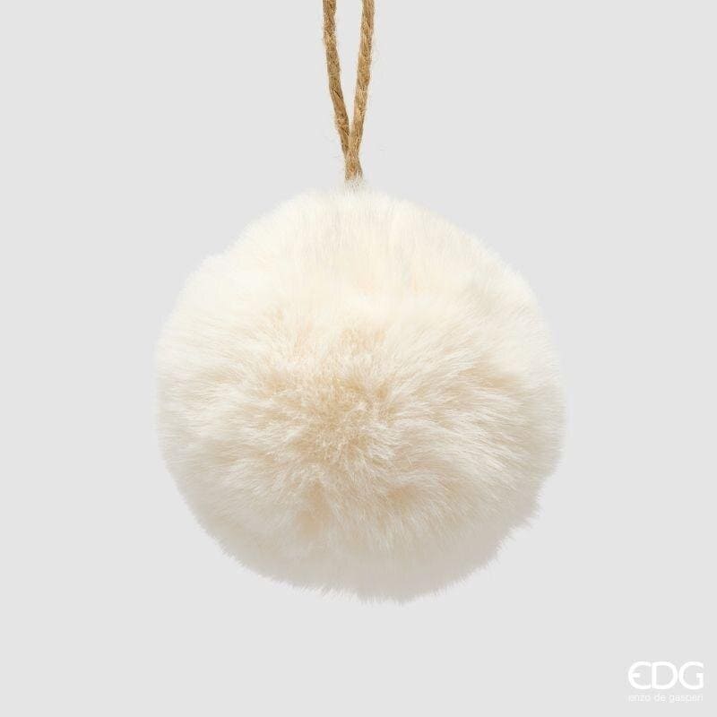 Pallina di Natale peluche colore bianco EDG diametro 10 cm in morbida pelliccia ecologica. Soffice addobbo per l'albero. Acquista su Savino Arte e Design!