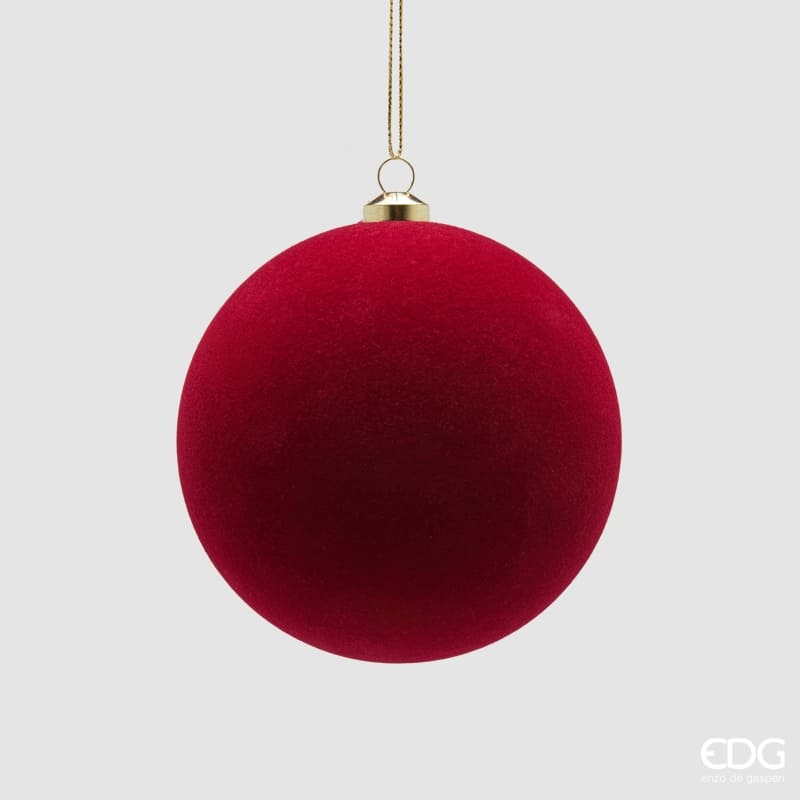 Pallina di Natale in vetro colore bordeaux EDG diametro 10 cm. Raffinata sfera decorativa con rilievi e perline. Acquista su Savino Arte e Design!