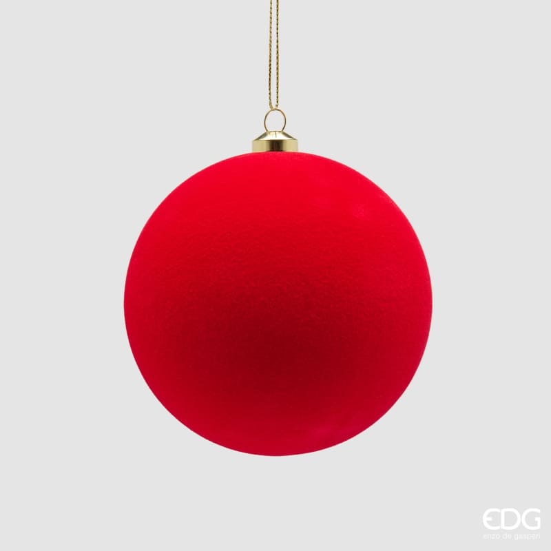 Pallina di Natale in vetro rossa EDG diametro 10 cm. Raffinata sfera decorativa con rilievi lucidi e perline. Acquista su Savino Arte e Design!
