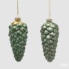 Pigna decorativa in vetro EDG altezza 13 cm verde e oro. Elegante pendente artigianale per l'albero di Natale. Acquista su Savino Arte e Design!