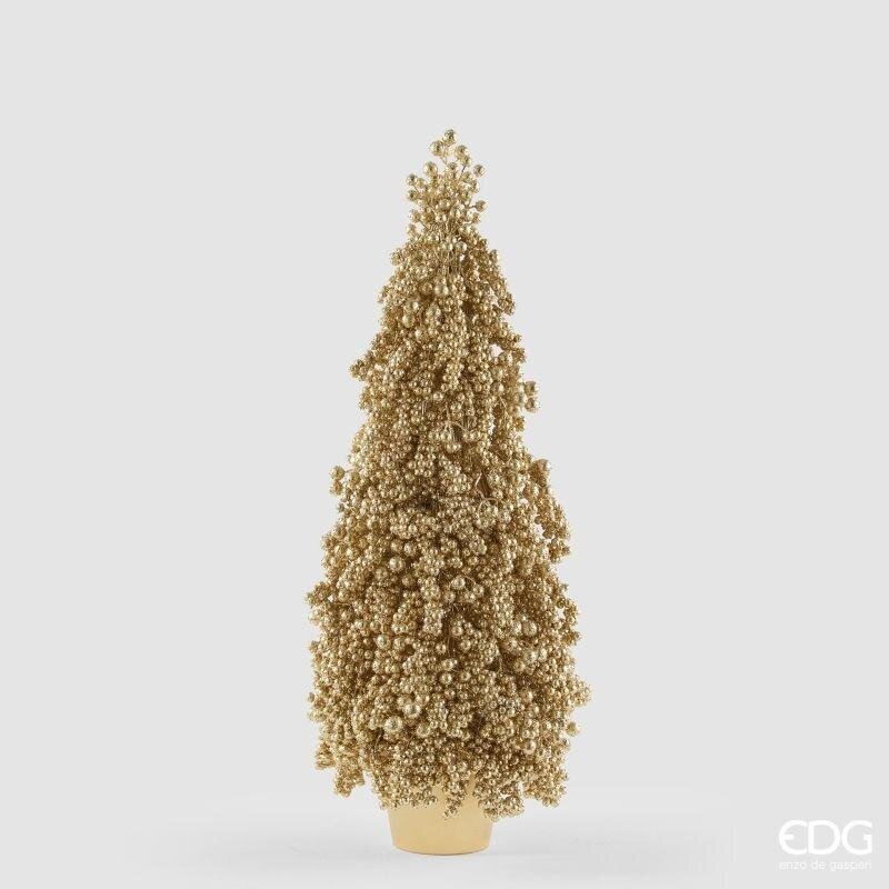 Albero di Natale con bacche oro EDG altezza 91 cm in vaso coordinato. Scultura d'arredo luminosa per interni ed ambienti chic. Acquista su Savino Arte e Design!