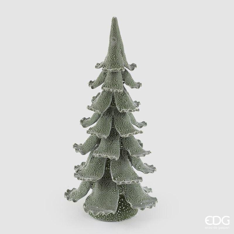 Albero di Natale in ceramica verde effetto zucchero EDG altezza 35 cm. Scultura scenografica e luminosa per le feste. Acquista su Savino Arte e Design!