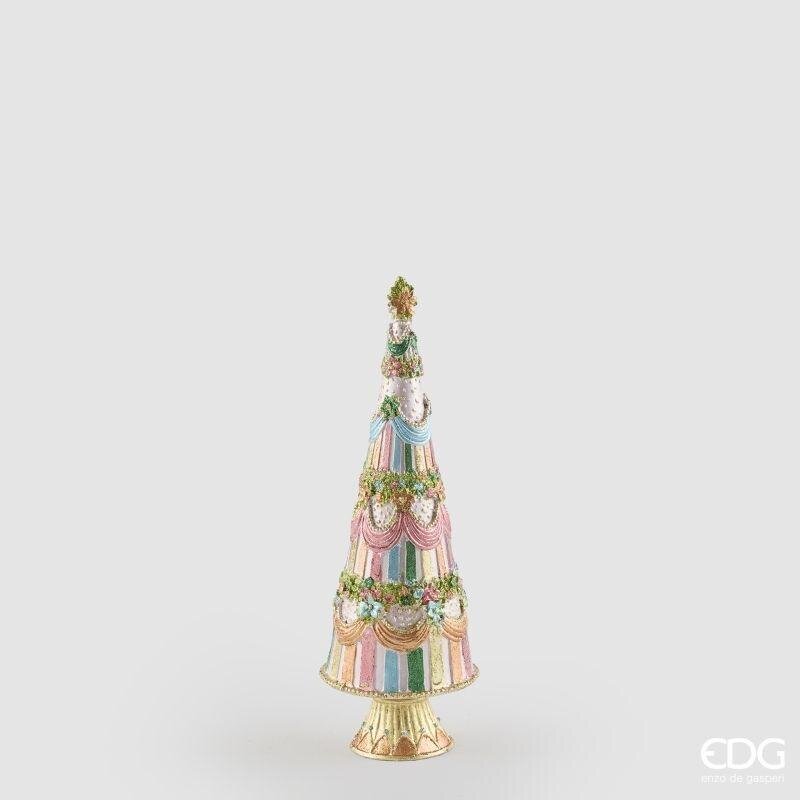 Albero Decoglitter Multicolor EDG 32 cm. Alberello natalizio in resina con sfumature rosa, azzurre e dorate, ghirlande e glitter. Savino Arte e Design!