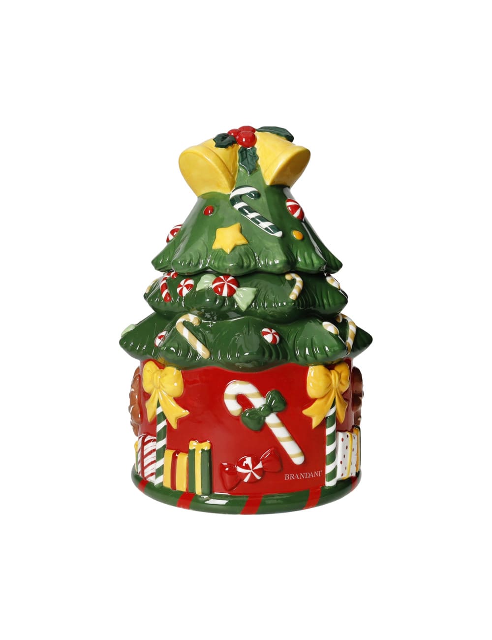 Brandani Barattolo Albero di Natale in dolomite decorato a mano. Porta biscotti e caramelle natalizio. Acquista su Savino Arte e Design!