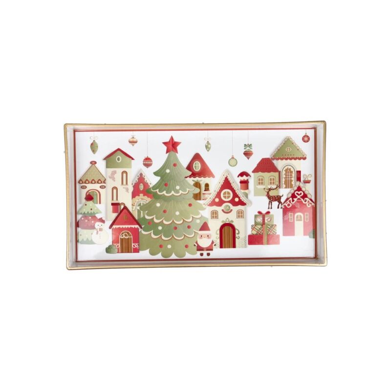 Brandani Vassoio rettangolare Villaggio in Festa in EPS 34x19 cm. Vassoio natalizio leggero ed elegante per la tavola. Acquista su Savino Arte e Design!