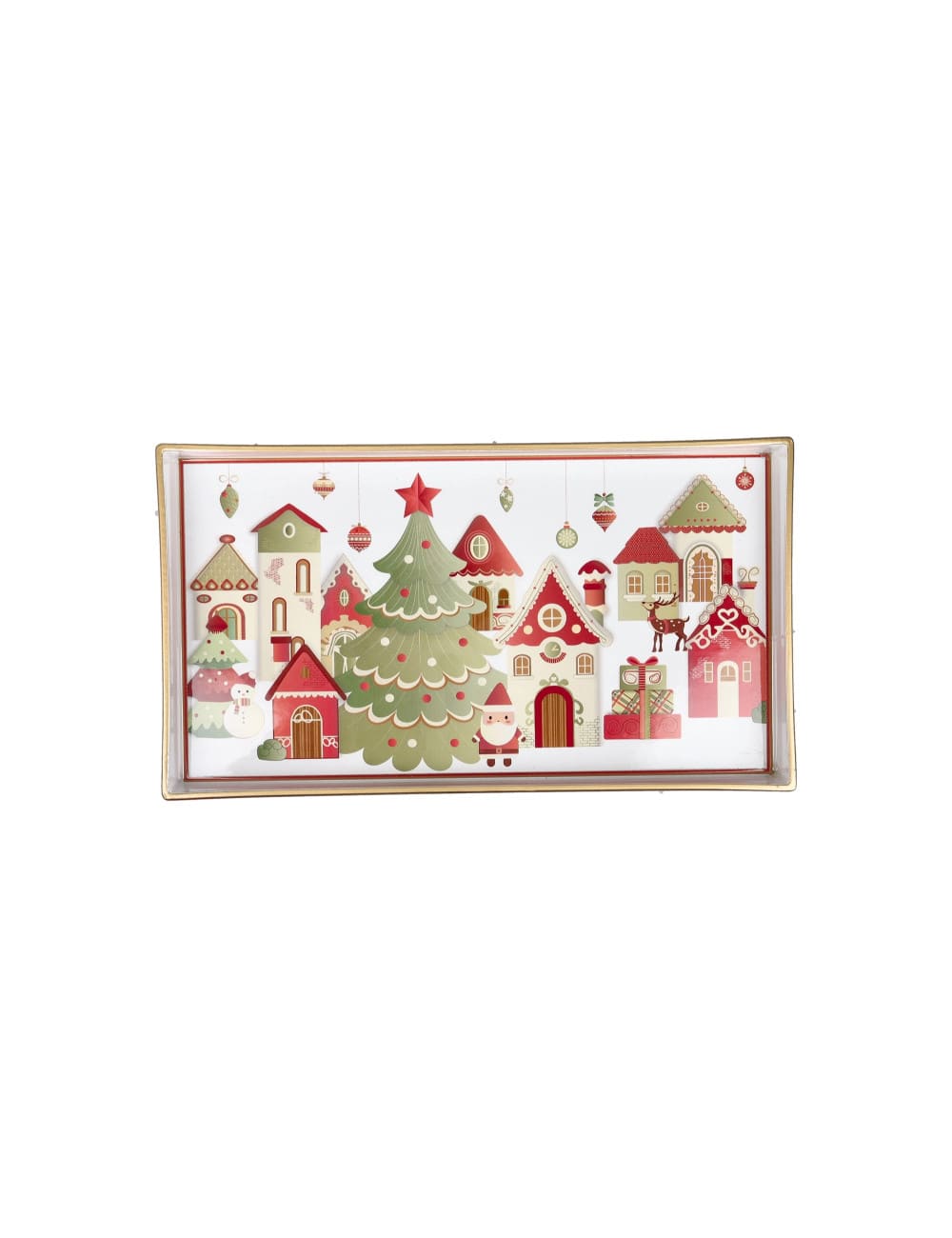 Brandani Vassoio rettangolare Villaggio in Festa in EPS 34x19 cm. Vassoio natalizio leggero ed elegante per la tavola. Acquista su Savino Arte e Design!