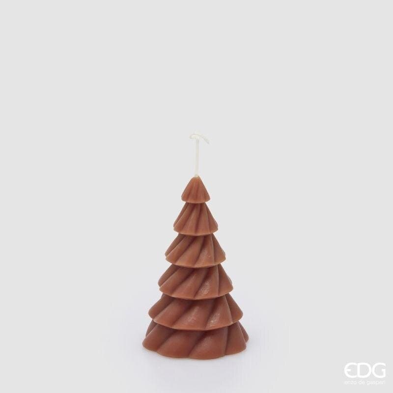 Candela ad albero di Natale marrone EDG 12 cm. Cera lavorata a spirale per un'atmosfera calda e speziata. Acquista online su Savino Arte e Design!