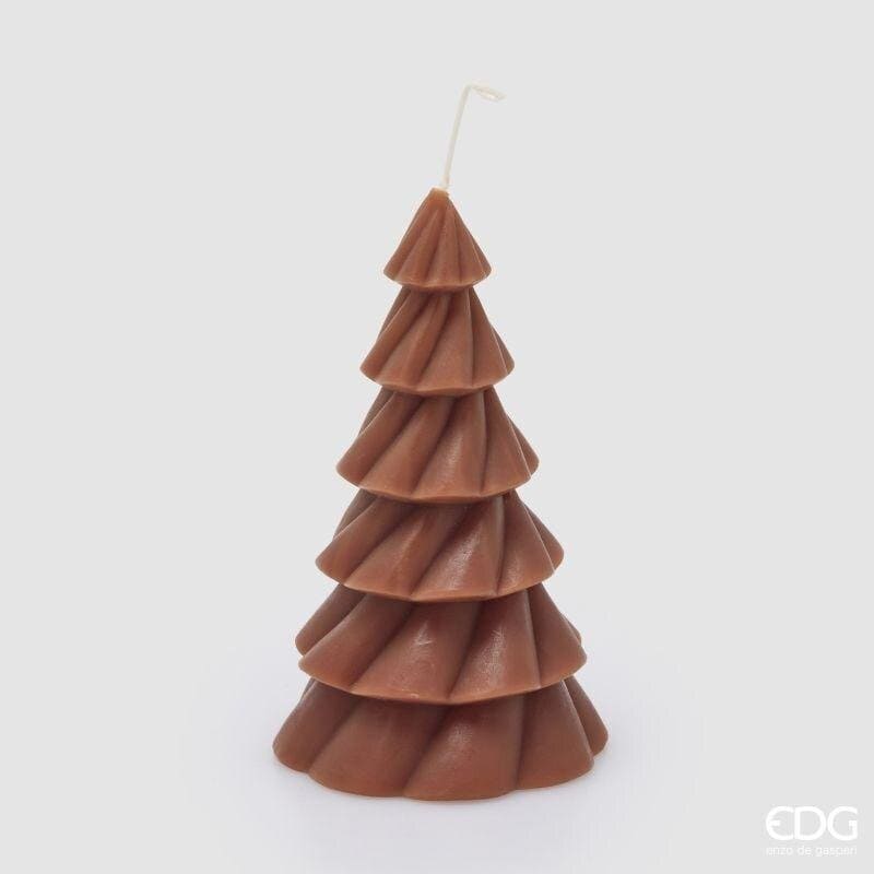 Candela ad albero di Natale marrone EDG 18 cm. Cera lavorata a spirale per un'atmosfera calda e speziata. Acquista online su Savino Arte e Design!