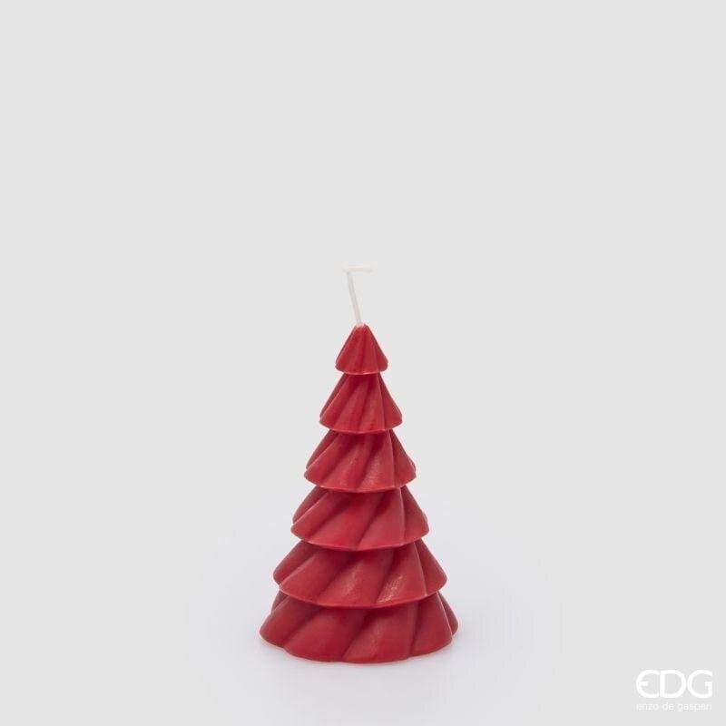 Candela ad albero di Natale rosso EDG 12 cm. Cera lavorata a spirale per un'atmosfera calda e festiva. Acquista online su Savino Arte e Design!
