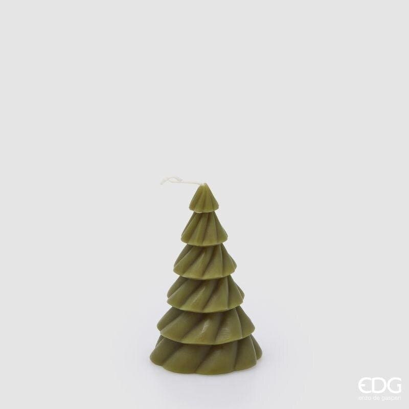 Candela ad albero di Natale verde EDG 12 cm. Cera lavorata a spirale per un'atmosfera botanica e festiva. Acquista online su Savino Arte e Design!