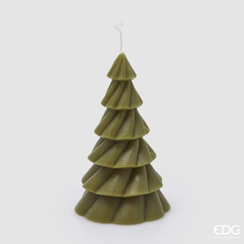 Candela ad albero di Natale verde EDG 18 cm. Cera lavorata a spirale per un'atmosfera botanica e festiva. Acquista online su Savino Arte e Design!
