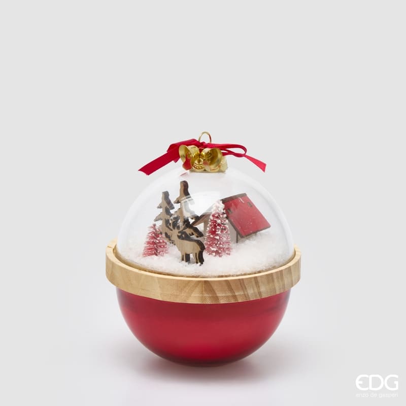 Candela natalizia a cupola in vetro rosso EDG fragranza miele e mele. Elegante cloche profumata d'arredo. Acquista online su Savino Arte e Design!