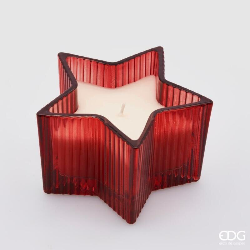 Candela profumata a stella in vetro rosso EDG 8 cm. Elegante portacandela lavorato per le Feste. Acquista online su Savino Arte e Design!