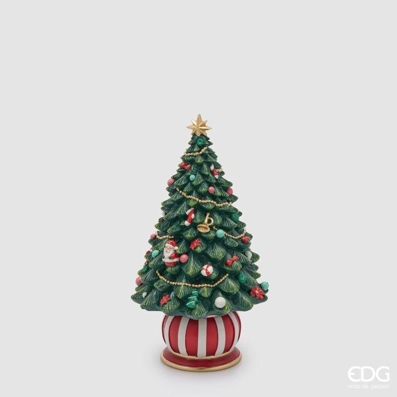 Carillon natalizio EDG altezza 22,5 cm in poliresina a forma di albero di Natale decorato. Scultura d'arredo musicale. Acquista su Savino Arte e Design!