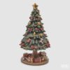 Carillon Albero di Natale EDG 23 cm. Scultura musicale decorativa in resina con stella dorata, fiocchi rossi e regali. Savino Arte e Design!