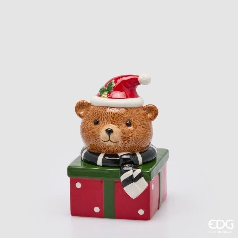 Contenitore decorativo in ceramica orsetto con sciarpa EDG altezza 24 cm. Scatola portalettere natalizia non alimentare. Acquista su Savino Arte e Design!