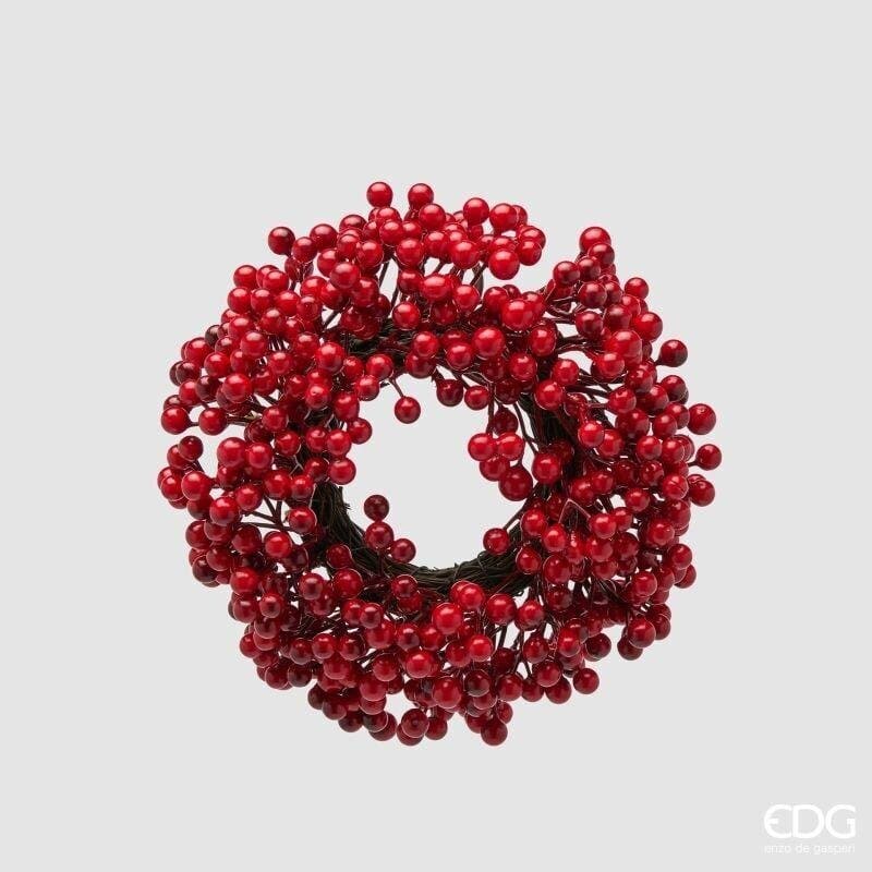 Corona di bacche rosse EDG 22 cm. La ghirlanda natalizia perfetta come fuoriporta o centrotavola. Acquista online su Savino Arte e Design!