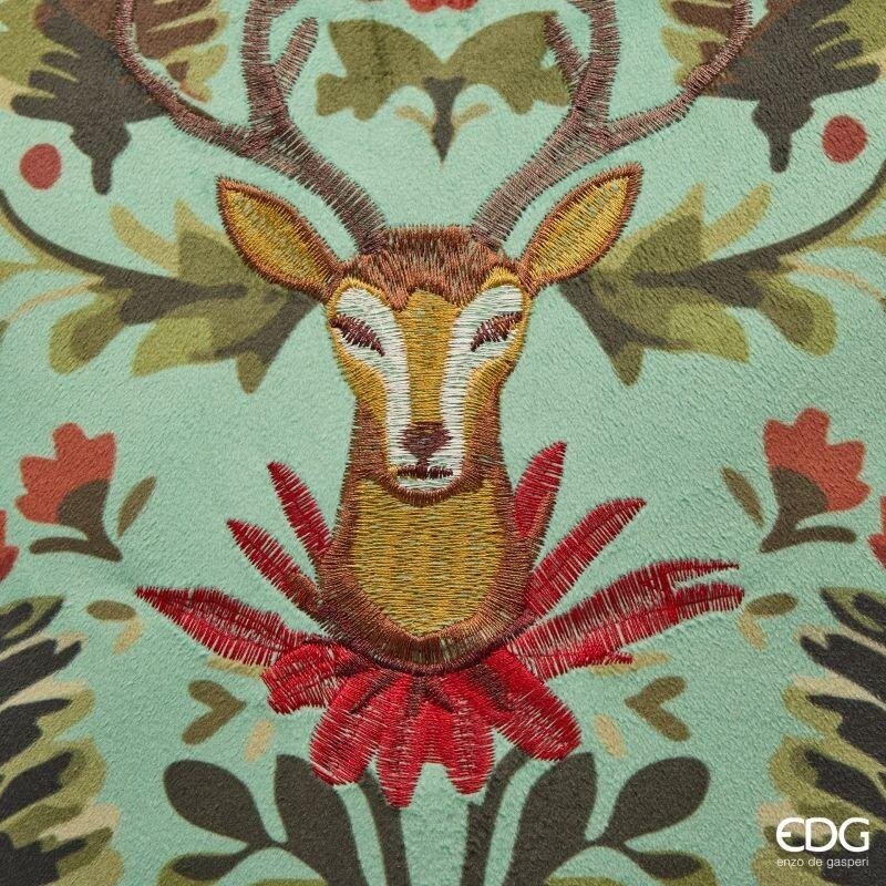 Alternative view of EDG Enzo De Gasperi Cuscino Bosco con Cervo Verde