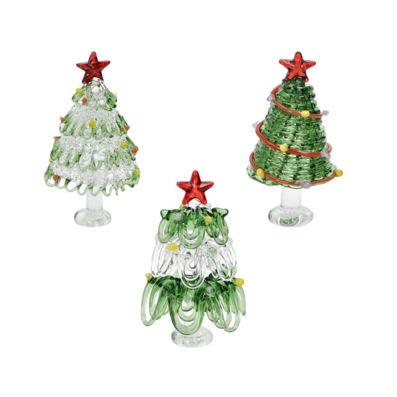 Brandani mini albero di Natale in vetro 8 cm. Statuina decorativa natalizia da appoggio in tre varianti. Acquista su Savino Arte e Design!